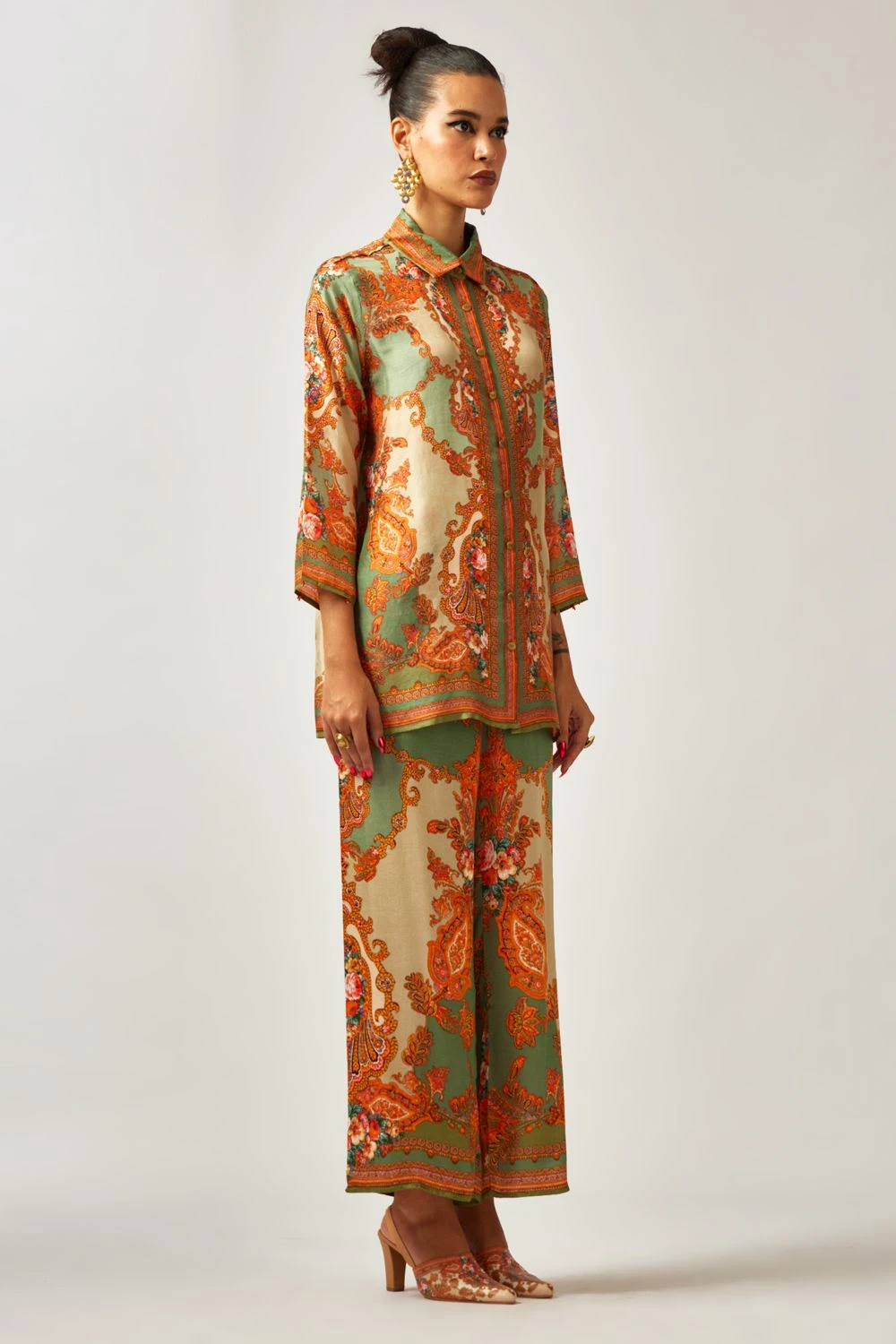 Rajdeep Ranawat Maizah Serene Green Floral Printed Shirt Top 4 Rajdeep Ranawat Maizah Serene Green Floral Printed Shirt Top - Image 2