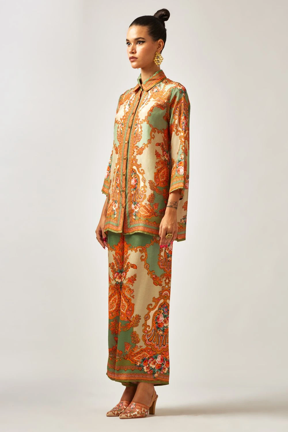 Rajdeep Ranawat Maizah Serene Green Floral Printed Shirt Top 5 Rajdeep Ranawat Maizah Serene Green Floral Printed Shirt Top - Image 3