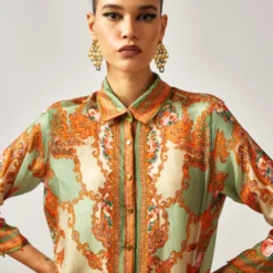 Rajdeep Ranawat Maizah Serene Green Floral Printed Shirt Top 10 Rajdeep Ranawat Maizah Serene Green Floral Printed Shirt Top -Outlet Loometta Store 011223rr31 4