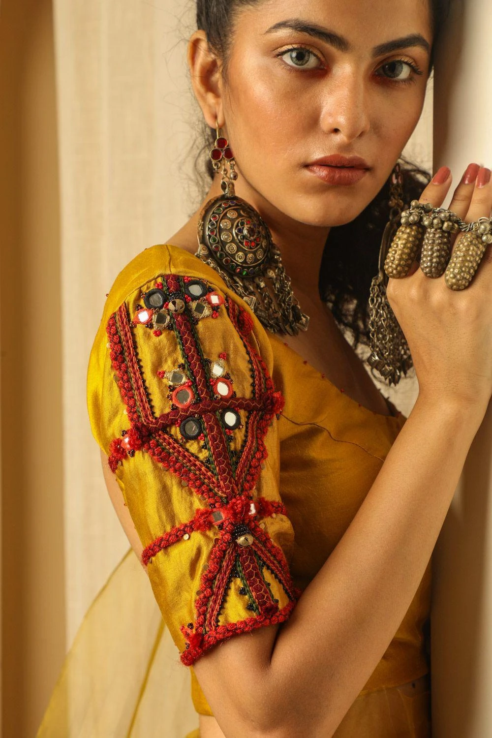 Medha Yellow Silk Embroidered Blouse 4 Medha Yellow Silk Embroidered Blouse - Image 2