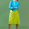 Bennch Lime Green Button Down Skirt 2 Bennch Lime Green Button Down Skirt -Outlet Loometta Store 051pgsk 1