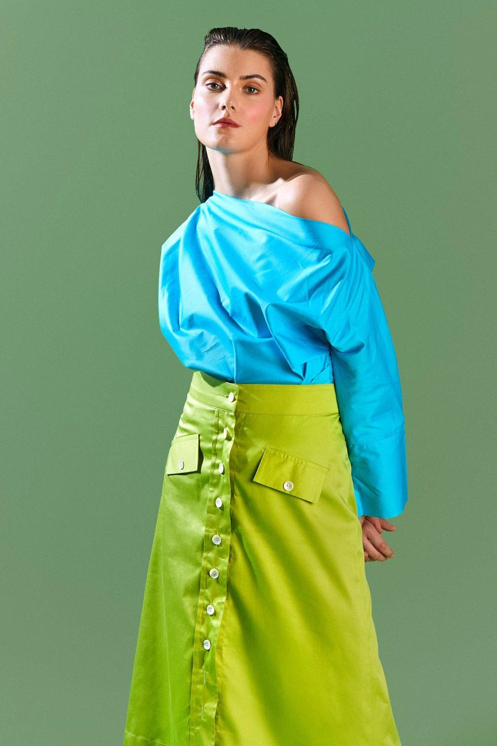 Bennch Lime Green Button Down Skirt 5 Bennch Lime Green Button Down Skirt - Image 3
