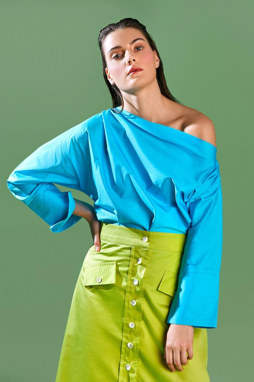 Bennch Lime Green Button Down Skirt 6 Bennch Lime Green Button Down Skirt - Image 4