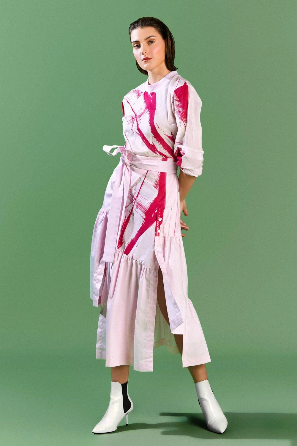 Bennch Brush Stroke Printed Asymmetric Dress 4 Bennch Brush Stroke Printed Asymmetric Dress - Image 2