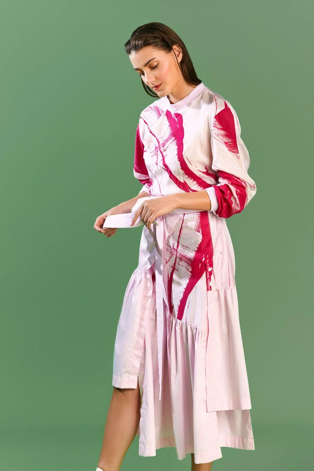 Bennch Brush Stroke Printed Asymmetric Dress 5 Bennch Brush Stroke Printed Asymmetric Dress - Image 3