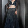 Rohit Gandhi + Rahul Khanna Navy Embellished Lehenga Set