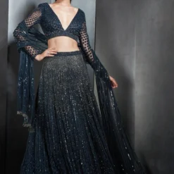 Rohit Gandhi + Rahul Khanna Navy Embellished Lehenga Set -Outlet Loometta Store 0602rk02 3