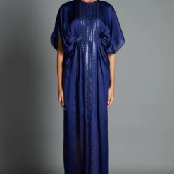 Amit Aggarwal Blue Drape Kaftan Dress