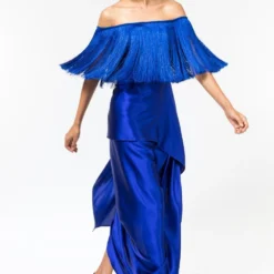 431-88 By Shweta Kapur Royal Blue Layered Skirt -Outlet Loometta Store 0702sk04 3