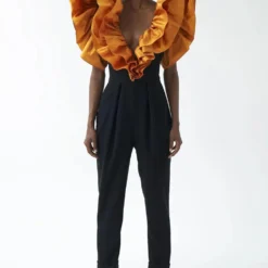 Gauri & Nainika Black Dramatic Ruffled Jumpsuit