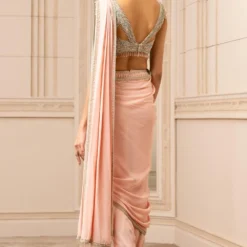 Tarun Tahiliani Blush Pink Dhoti Drape Sari Set -Outlet Loometta Store 0901tt02 3