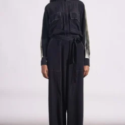 Bodice Black Jumpsuit With Flap Pockets