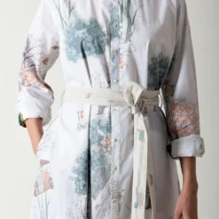 SUKETDHIR White Printed Poplin Shirt Dress -Outlet Loometta Store 101sd34 4