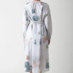 SUKETDHIR White Printed Poplin Shirt Dress -Outlet Loometta Store 101sd34 5