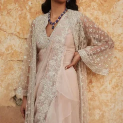 Ridhi Mehra Champagne Embroidered Jacket & Jumpsuit Set 10 Ridhi Mehra Champagne Embroidered Jacket & Jumpsuit Set -Outlet Loometta Store 102rm3 4