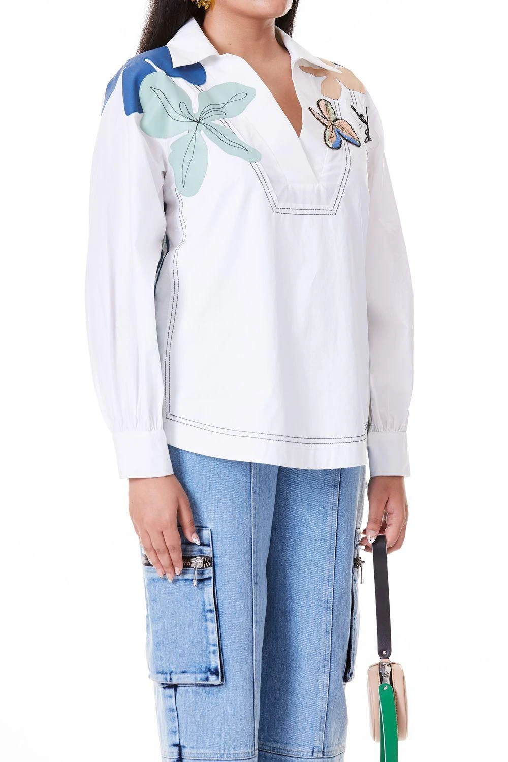 Kanika Goyal Label White Top Stitched Applique Shirt 4 Kanika Goyal Label White Top Stitched Applique Shirt - Image 2