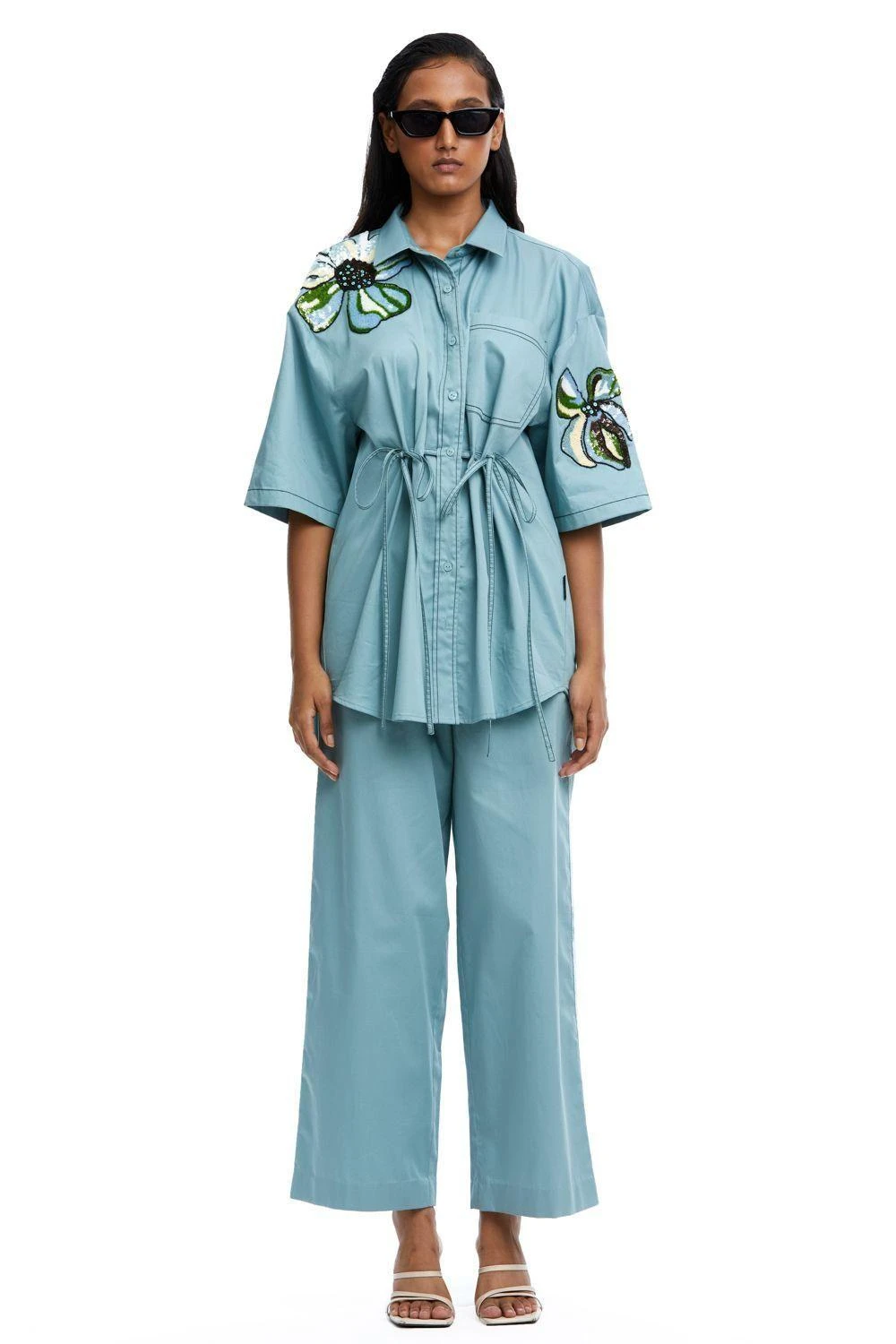 Kanika Goyal Label Blue Solid Ankle Length Pants 3 Kanika Goyal Label Blue Solid Ankle Length Pants