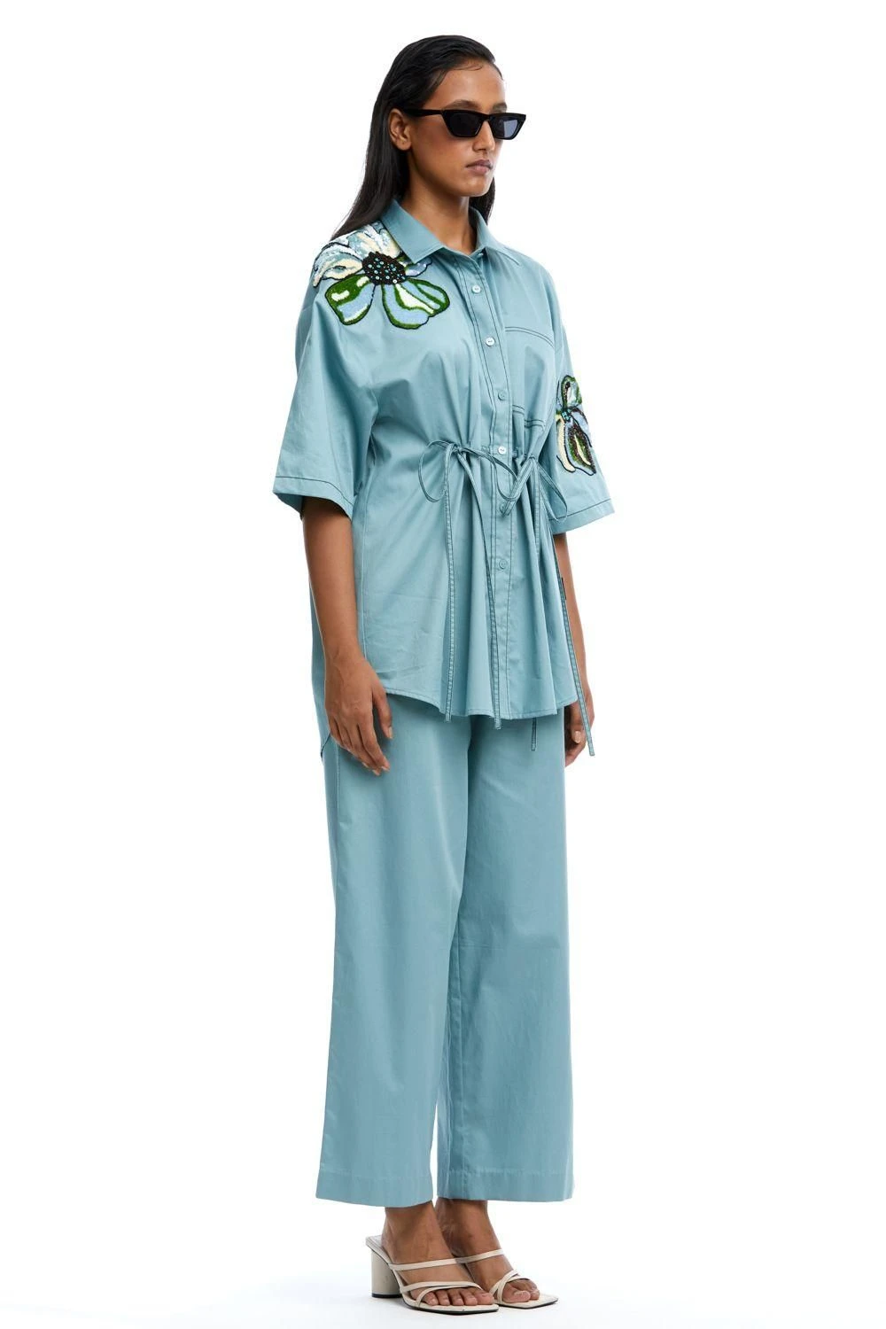 Kanika Goyal Label Blue Solid Ankle Length Pants 4 Kanika Goyal Label Blue Solid Ankle Length Pants - Image 2