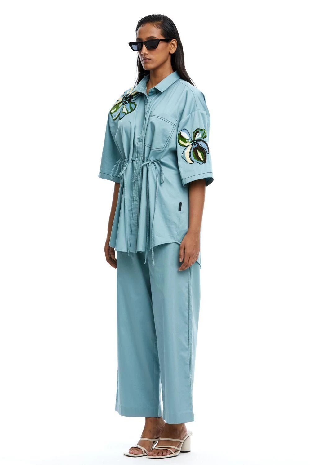 Kanika Goyal Label Blue Solid Ankle Length Pants 5 Kanika Goyal Label Blue Solid Ankle Length Pants - Image 3
