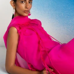 Richa Khemka Hot Pink Reverse Shawl Collar Jacket & Scuba Dress 7 Richa Khemka Hot Pink Reverse Shawl Collar Jacket & Scuba Dress -Outlet Loometta Store 11123rk8 3