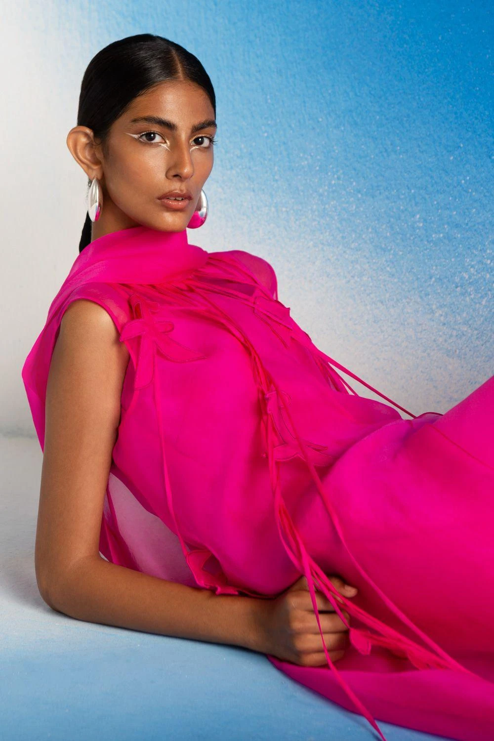 Richa Khemka Hot Pink Reverse Shawl Collar Jacket & Scuba Dress 5 Richa Khemka Hot Pink Reverse Shawl Collar Jacket & Scuba Dress - Image 3
