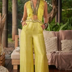 Surily G Neon Yellow Embellished Jumpsuit
