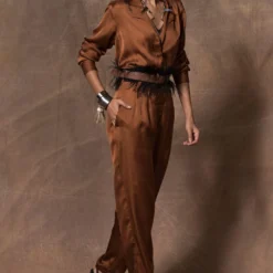 431-88 By Shweta Kapur Copper Silk Jumpsuit -Outlet Loometta Store 115ske27 3