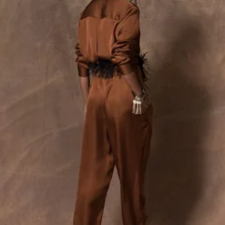 431-88 By Shweta Kapur Copper Silk Jumpsuit -Outlet Loometta Store 115ske27 5