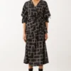 SNOB Black Chevron Printed Wrap Style Dress -Outlet Loometta Store 11823sb2 1