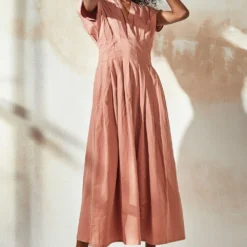 Khara Kapas English Rose Pleated Dress -Outlet Loometta Store 12923kk37 3