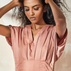 Khara Kapas English Rose Pleated Dress -Outlet Loometta Store 12923kk37 4