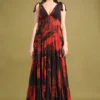 Nikita Mhaisalkar Red Stroke Printed Maxi Dress 1 Nikita Mhaisalkar Red Stroke Printed Maxi Dress -Outlet Loometta Store 131023nmw13 1