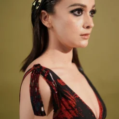 Nikita Mhaisalkar Red Stroke Printed Maxi Dress -Outlet Loometta Store 131023nmw13 7