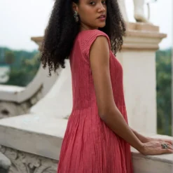 Swatti Kapoor Quartz Pink Layered Dress With Coral Culottes -Outlet Loometta Store 131sk15 3