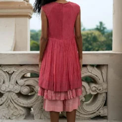 Swatti Kapoor Quartz Pink Layered Dress With Coral Culottes -Outlet Loometta Store 131sk15 5