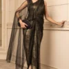Tarun Tahiliani Black Asymmetric Draped Dress