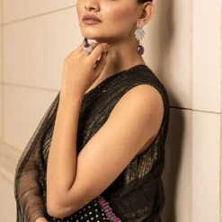 Tarun Tahiliani Black Asymmetric Draped Dress -Outlet Loometta Store 13323tt16 5