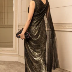 Tarun Tahiliani Black Asymmetric Draped Dress -Outlet Loometta Store 13323tt16 6