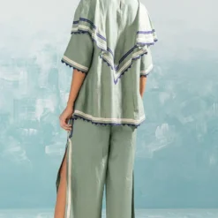 Ikai Granite Green Nile Frill Top -Outlet Loometta Store 1411ik15 4