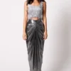 431-88 By Shweta Kapur Charcoal Liquid Nora Skirt -Outlet Loometta Store 1411sk2 1 1