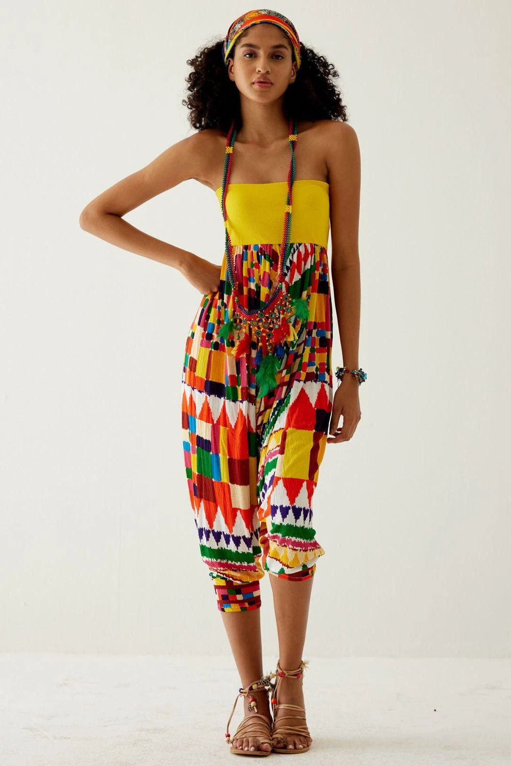 Payal Jain Yellow Abstract Printed Off Shoulder Jumpsuit 3 Payal Jain Yellow Abstract Printed Off Shoulder Jumpsuit