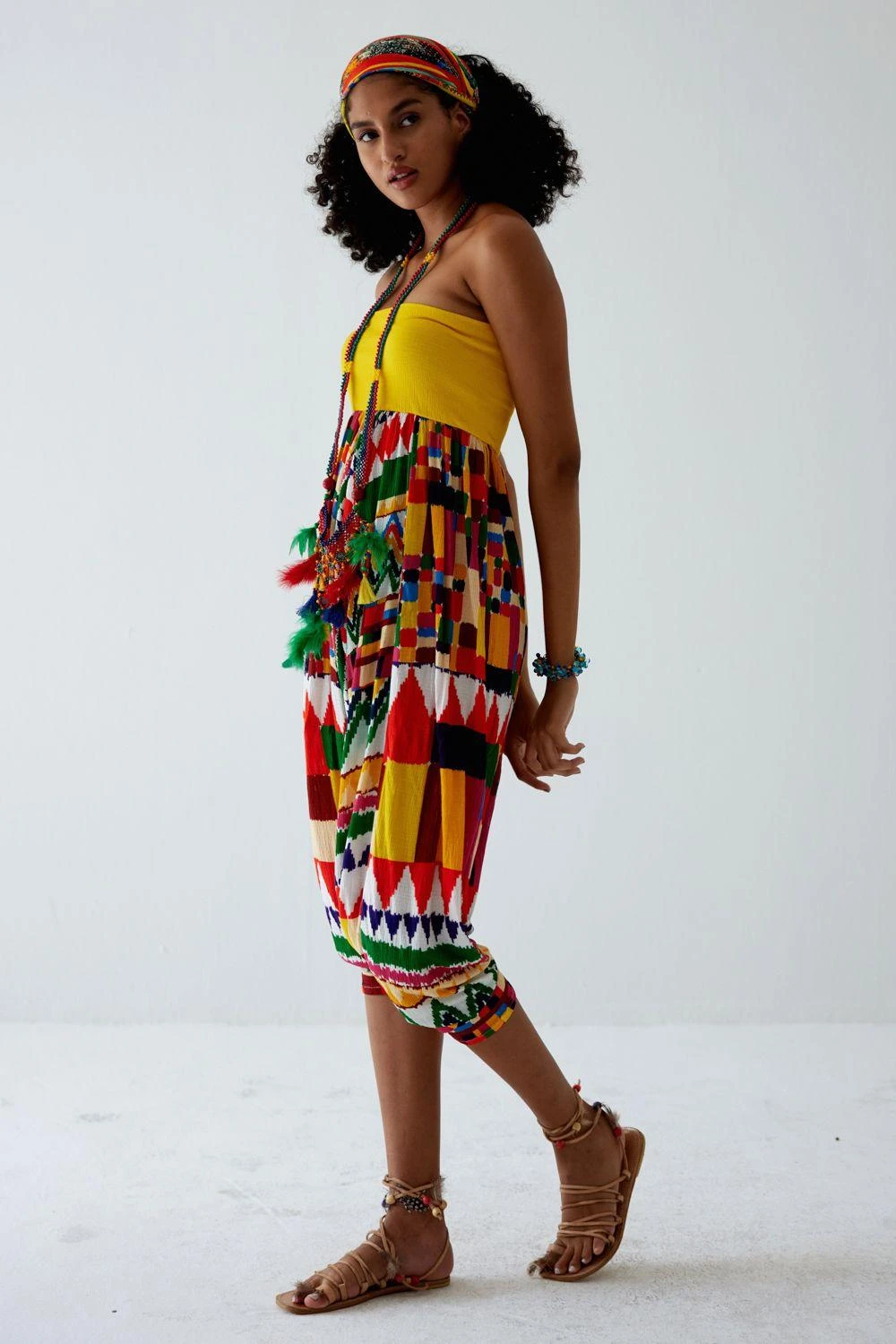 Payal Jain Yellow Abstract Printed Off Shoulder Jumpsuit 4 Payal Jain Yellow Abstract Printed Off Shoulder Jumpsuit - Image 2