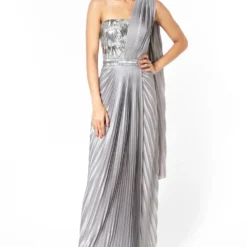 Amit Aggarwal Grey Embellished Gown