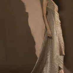 Abhishek Sharma Off-shoulder Textured Metallic Draped Dress -Outlet Loometta Store 1511asw5 3 1