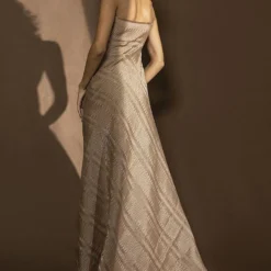 Abhishek Sharma Off-shoulder Textured Metallic Draped Dress -Outlet Loometta Store 1511asw5 5