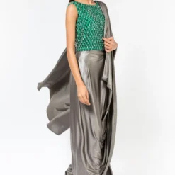 431-88 By Shweta Kapur Green Beaded Top -Outlet Loometta Store 1512sk2 3