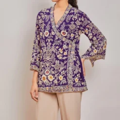 PATINE Purple Parsi Gara Embroidered Wrap Top -Outlet Loometta Store 15916 2