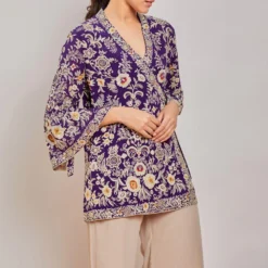 PATINE Purple Parsi Gara Embroidered Wrap Top -Outlet Loometta Store 15916 3