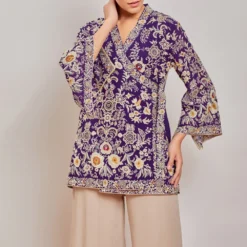 PATINE Purple Parsi Gara Embroidered Wrap Top -Outlet Loometta Store 15916 4