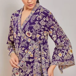 PATINE Purple Parsi Gara Embroidered Wrap Top